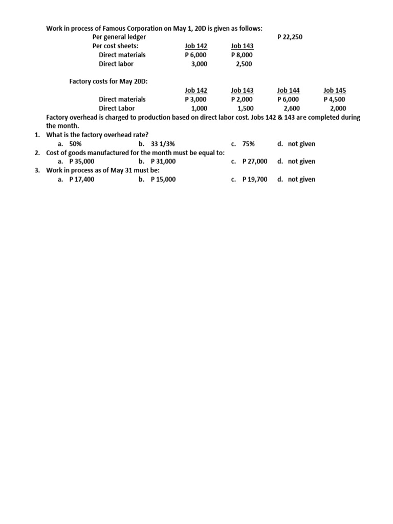 Factory Costs and Overhead Analysis | PDF