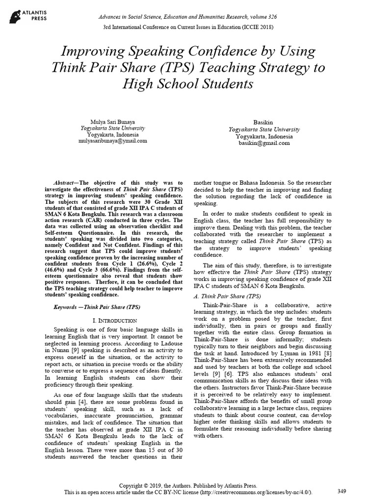 Improving Students Confidence by Think Pair Share | PDF | Lesson Plan ...