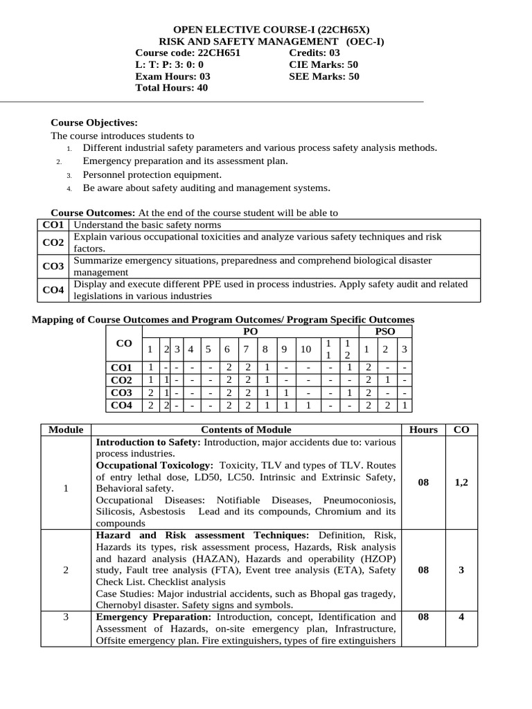 Risk and Safety Management Course Overview | PDF | Personal Protective ...