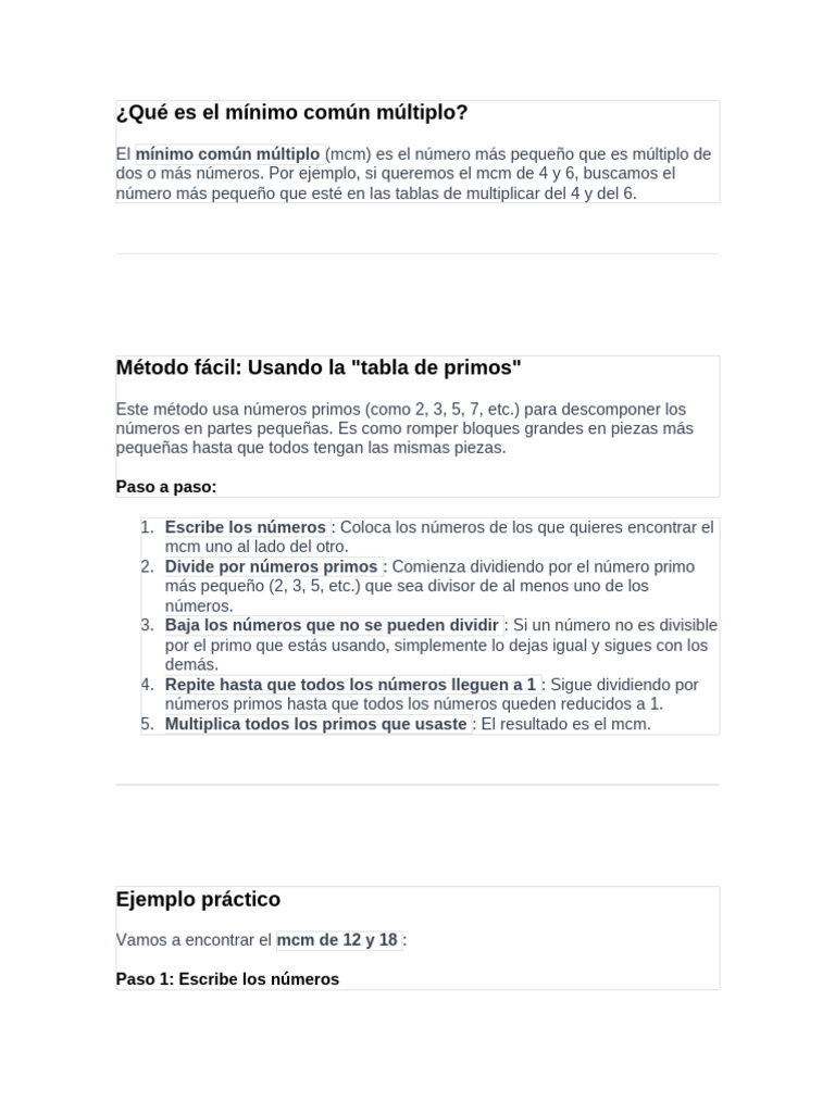 Mínimo Común Múltiplo de 8 y 12 | PDF | Aritmética | Matemáticas