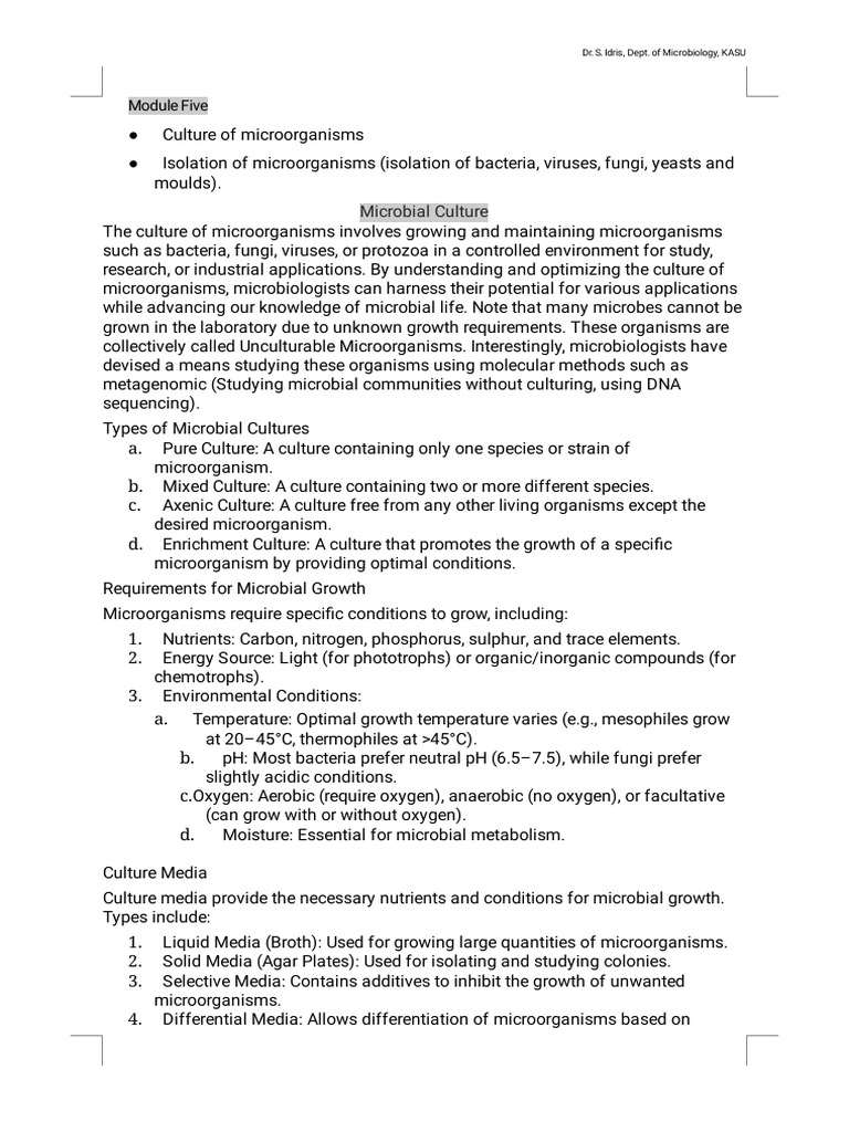 Microbial Culture Techniques Explained | PDF | Growth Medium ...