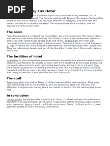 SPM English - Review of a Hotel (sample essay)