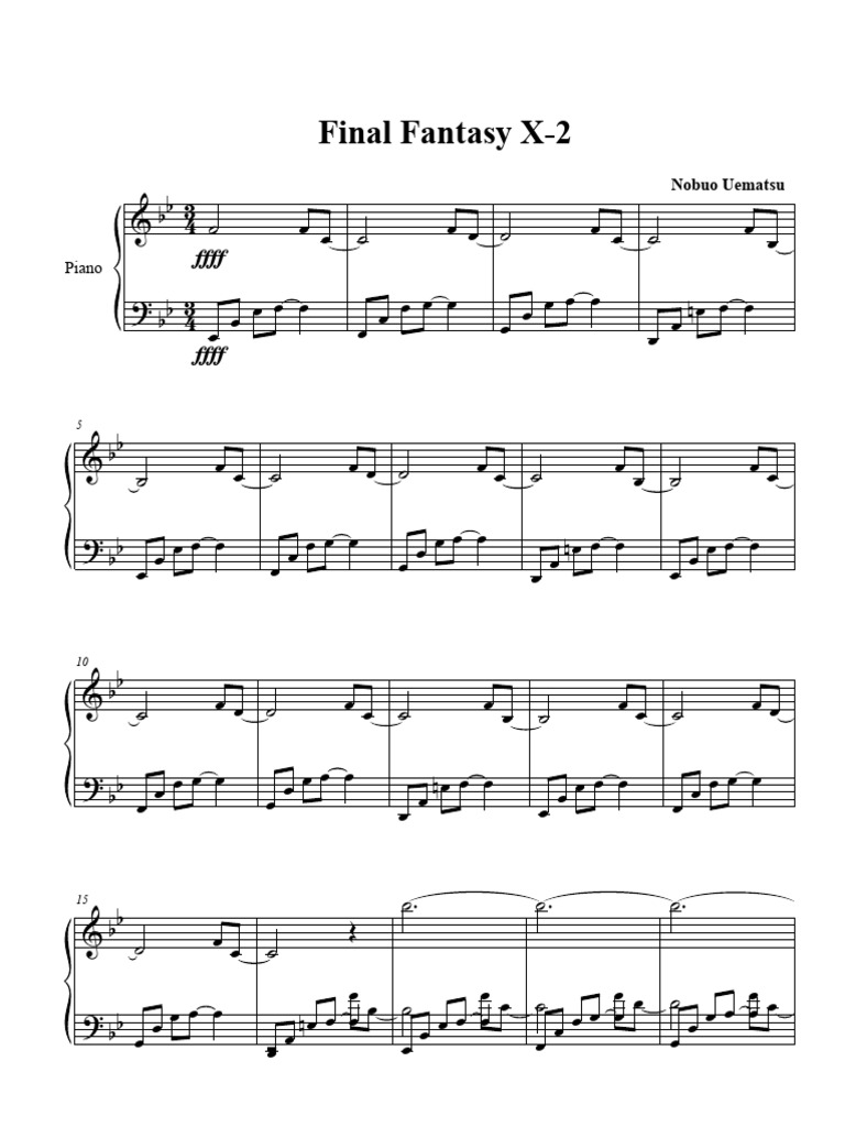 Final Fantasy X-2 Piano Sheet Music | PDF | Japanese Games