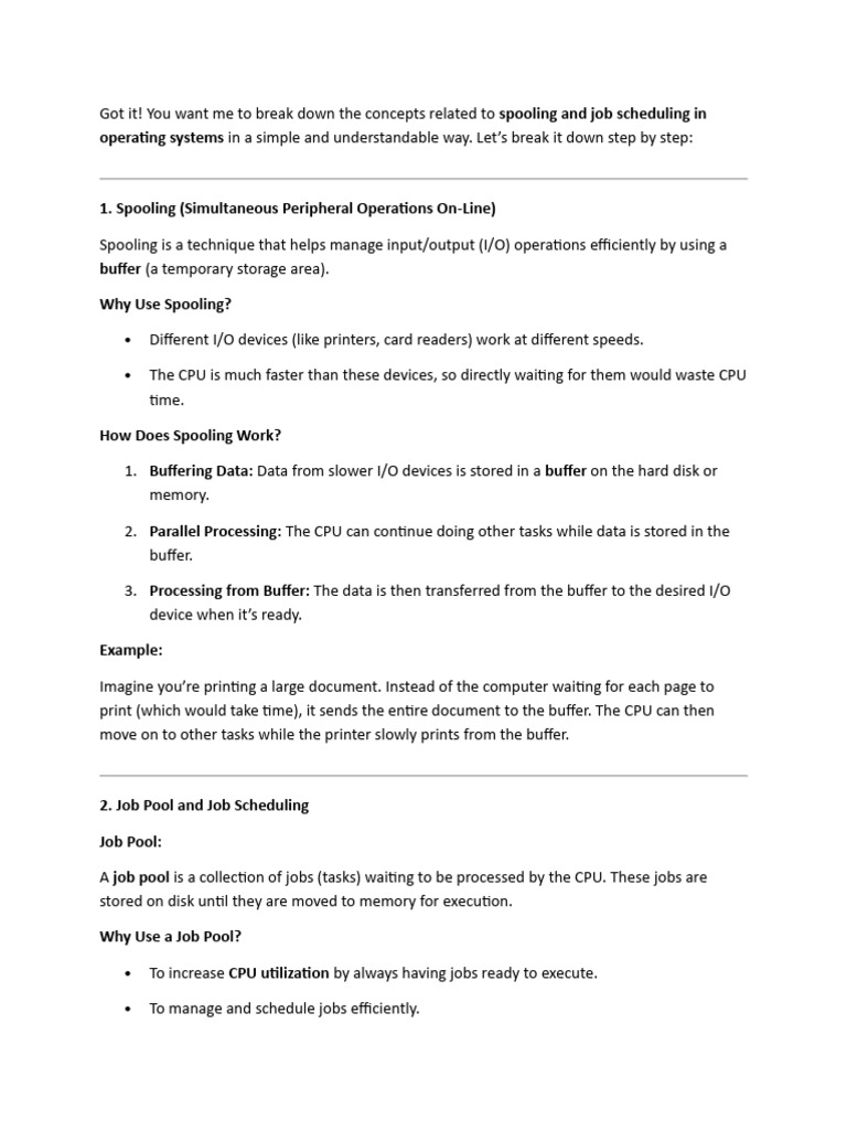 Spooling and Job Scheduling in OS | PDF | Input/Output | Computing