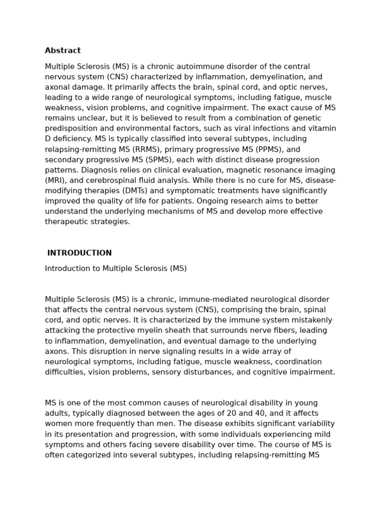 Understanding Multiple Sclerosis (MS) | PDF | Multiple Sclerosis | Myelin