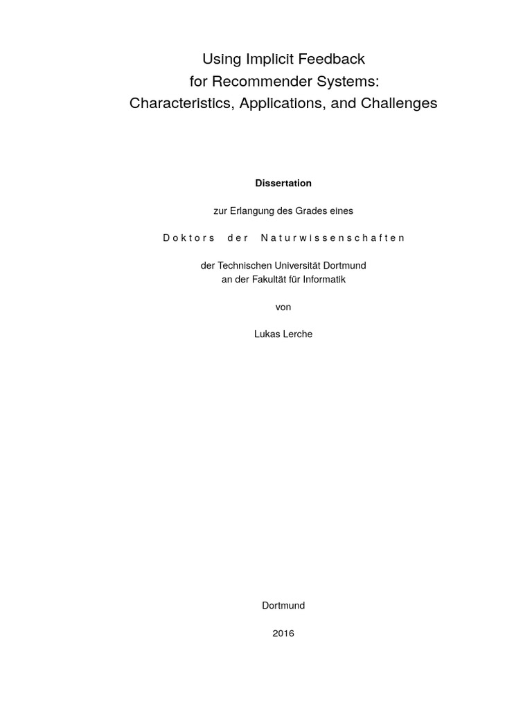 Implicit Feedback in Recommender Systems | PDF | Computing