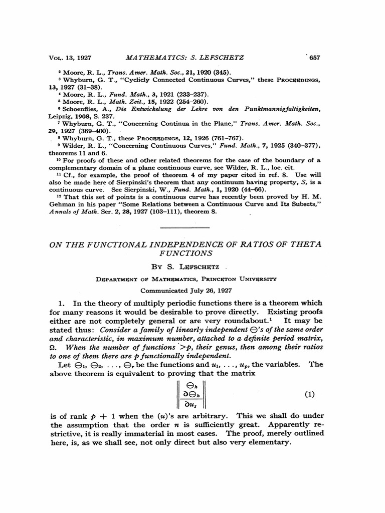 Functional Independence of Theta Ratios | PDF | Determinant | Matrix ...