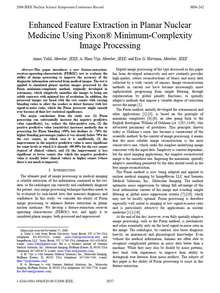 Enhanced Feature Extraction in Planar Nuclear Medicine Using Pixon ...