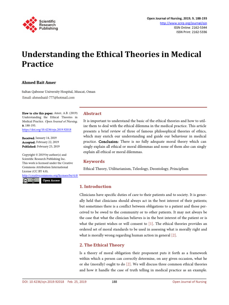 Understanding The Ethical Theories in Medical | PDF | Utilitarianism ...