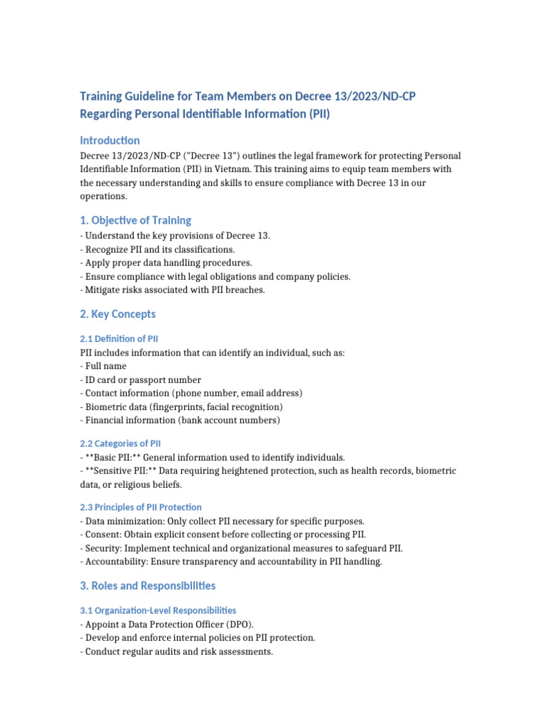 Training on Decree 13/2023 PII Compliance | PDF | Biometrics | Computer ...