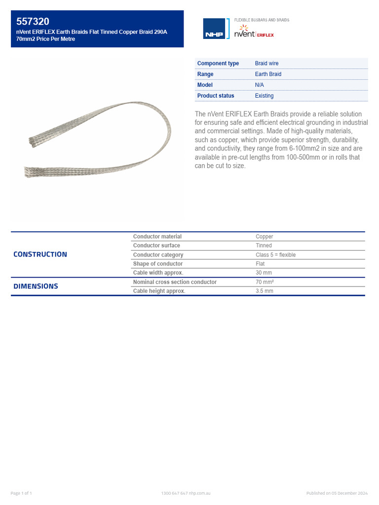557320-AU-Tinned-Copper-Braid-Datasheet | PDF
