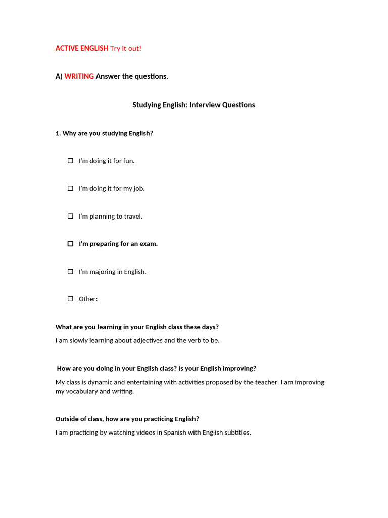 Active English Try It Out | PDF
