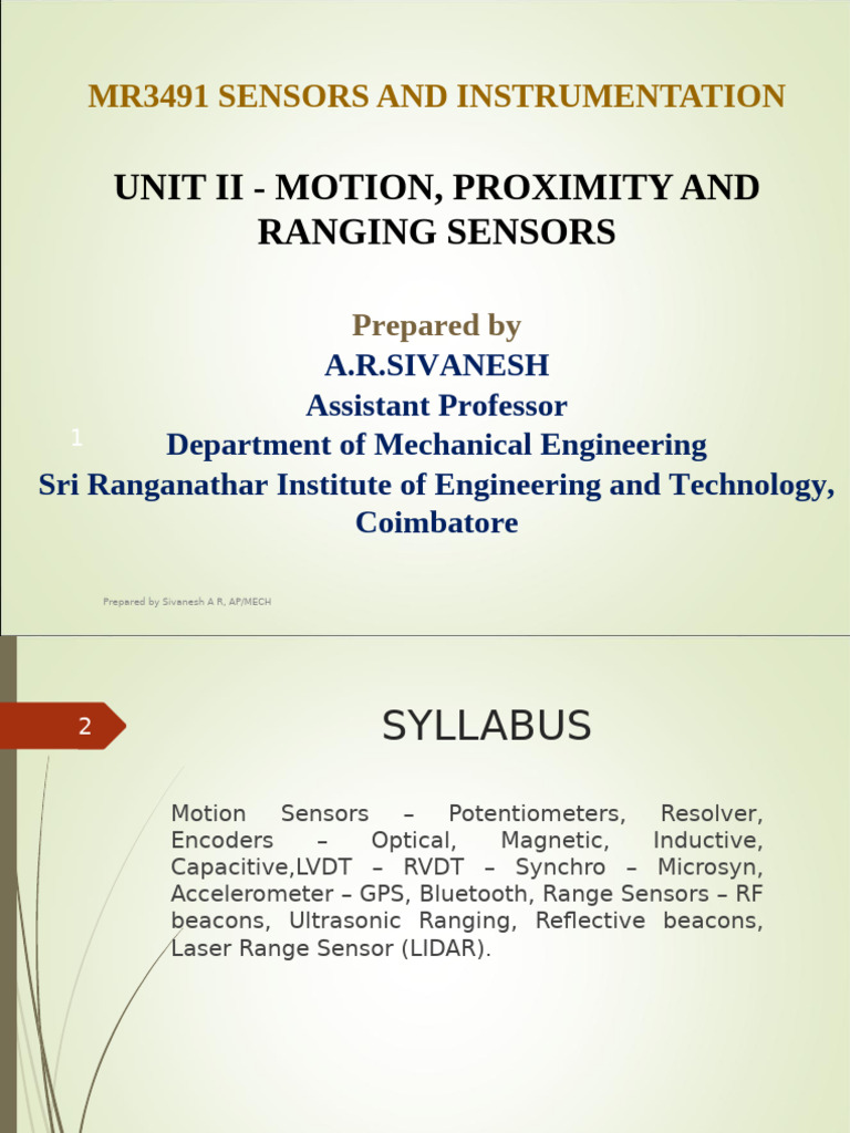 Motion and Proximity Sensors Overview | PDF | Inductor | Electrical ...