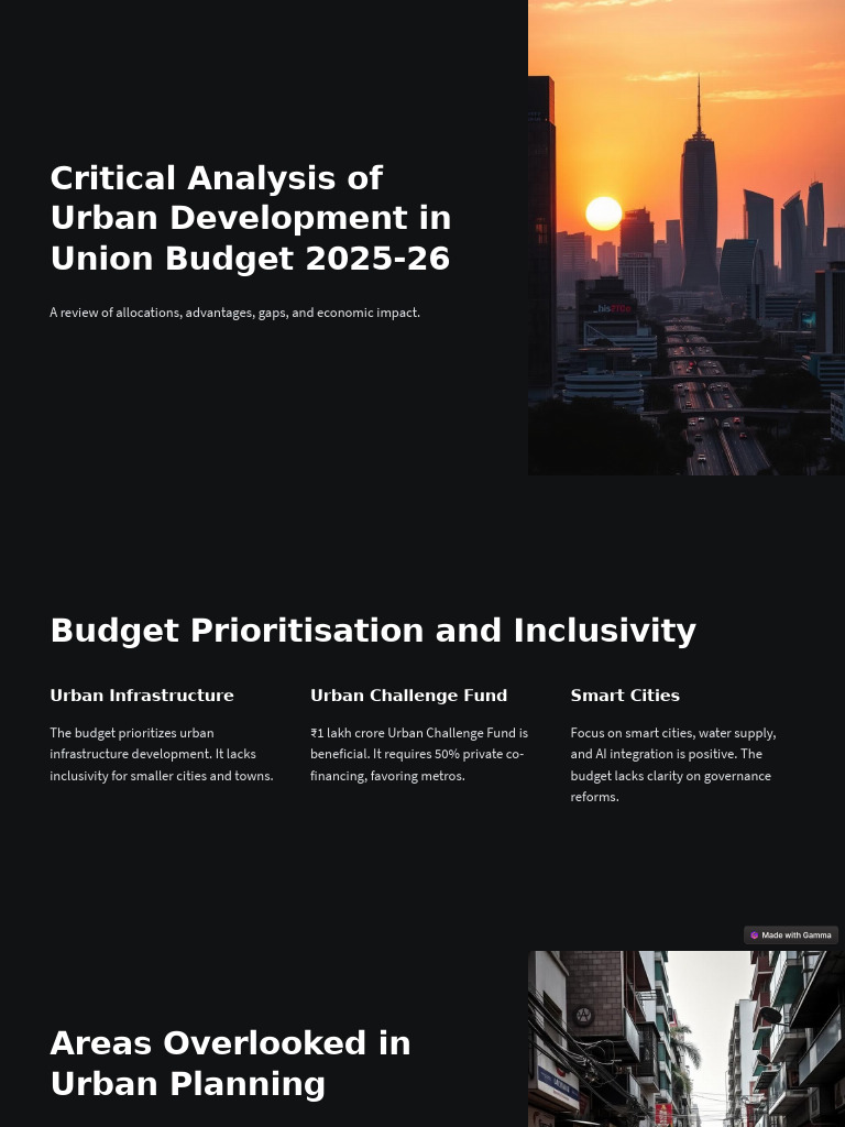 Urban Development Analysis: Budget 2025-26 | PDF | Infrastructure ...