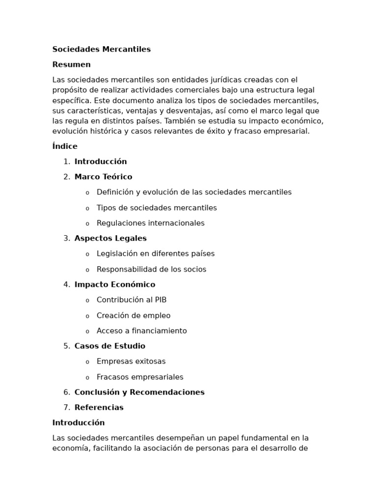 Tipos y Impacto de Sociedades Mercantiles | PDF | Sociedad de ...