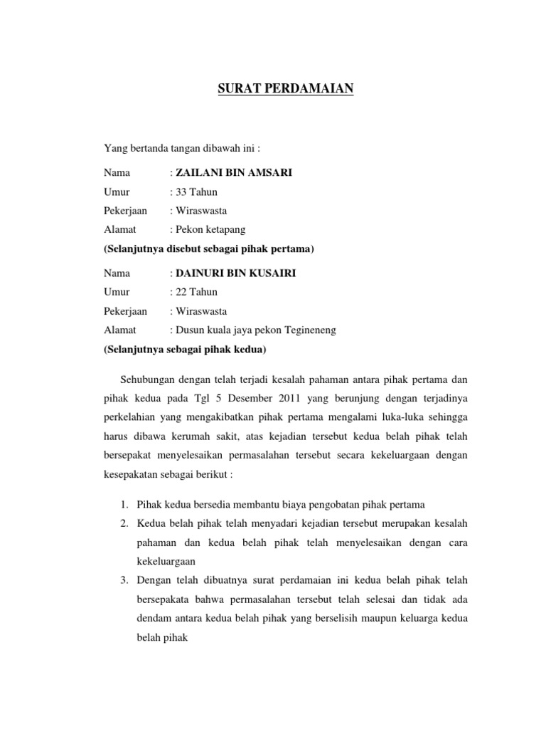 SURAT PERDAMAIAN