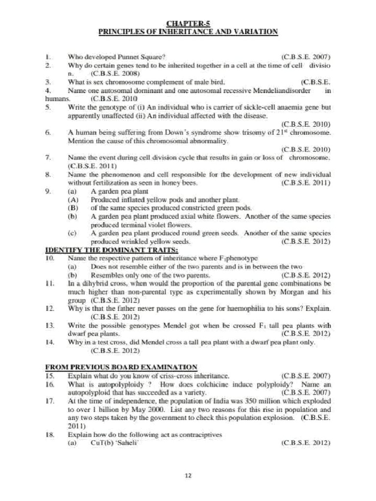 Principal of Inheritance and Variation | PDF