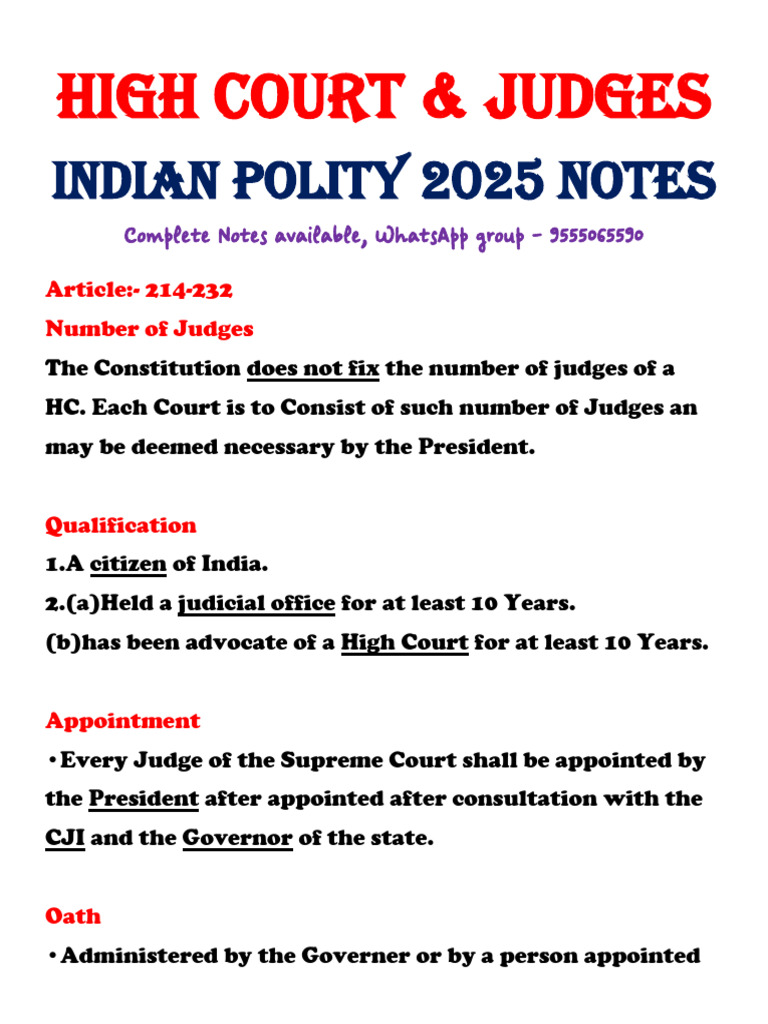 High Court Judges: Qualifications & Roles | PDF | Jurisdiction | Judge
