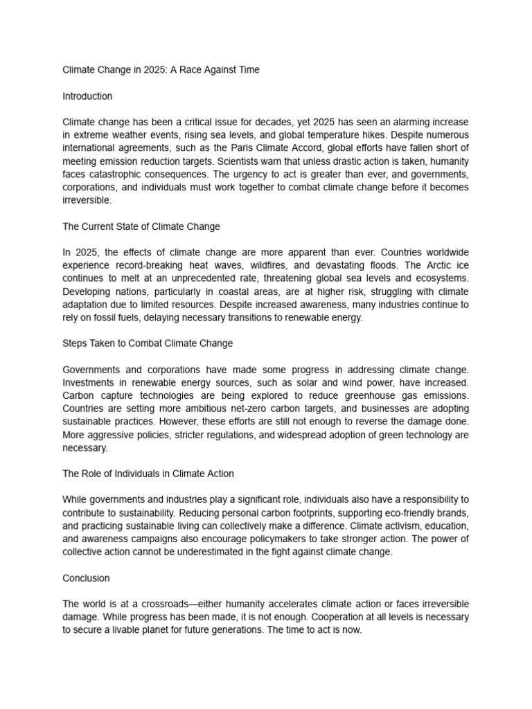 Climate Change 2025: Urgent Action Needed | PDF | Climate Change ...