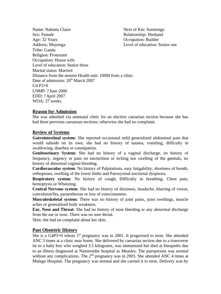 Elective Caeserean Section | PDF | Pregnancy | Caesarean Section