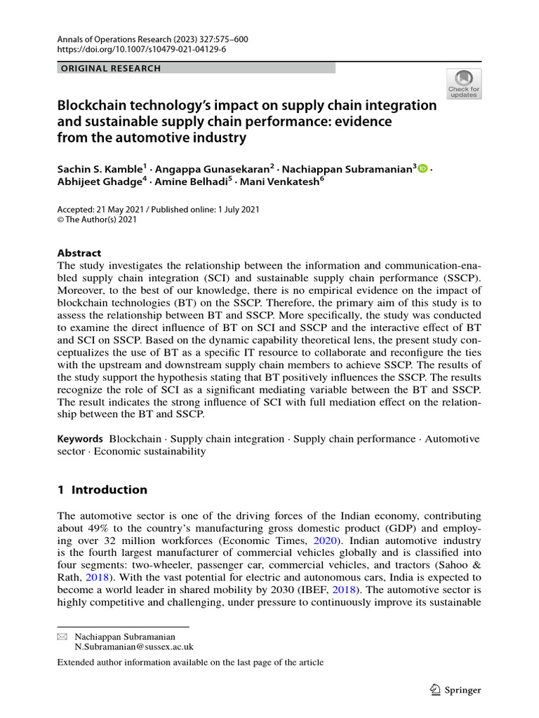 Blockchain's Role in Automotive Supply Chains | PDF | Supply Chain