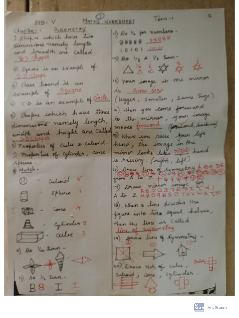 STD 5 Term 1 Worksheet | PDF