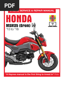 Haynes Honda MSX125 (GROM + GROM SF) '13 to '19 Service Manual