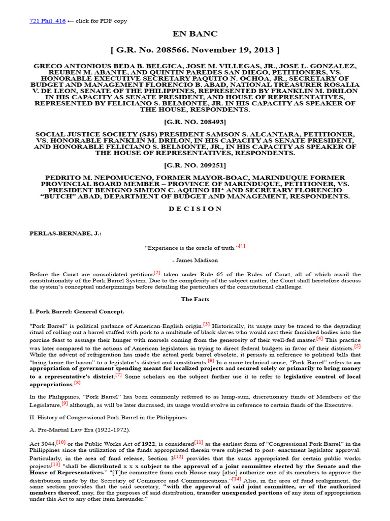 Constitutionality of Pork Barrel System | PDF | Case Or Controversy ...