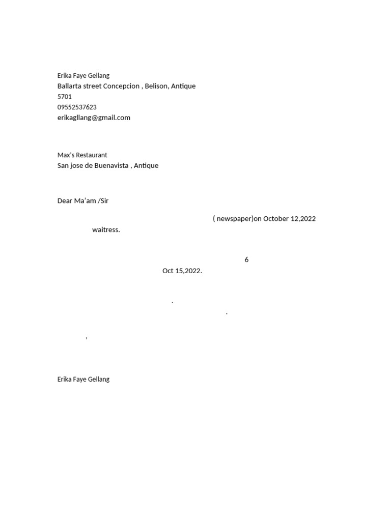 Format of Application Letter | PDF