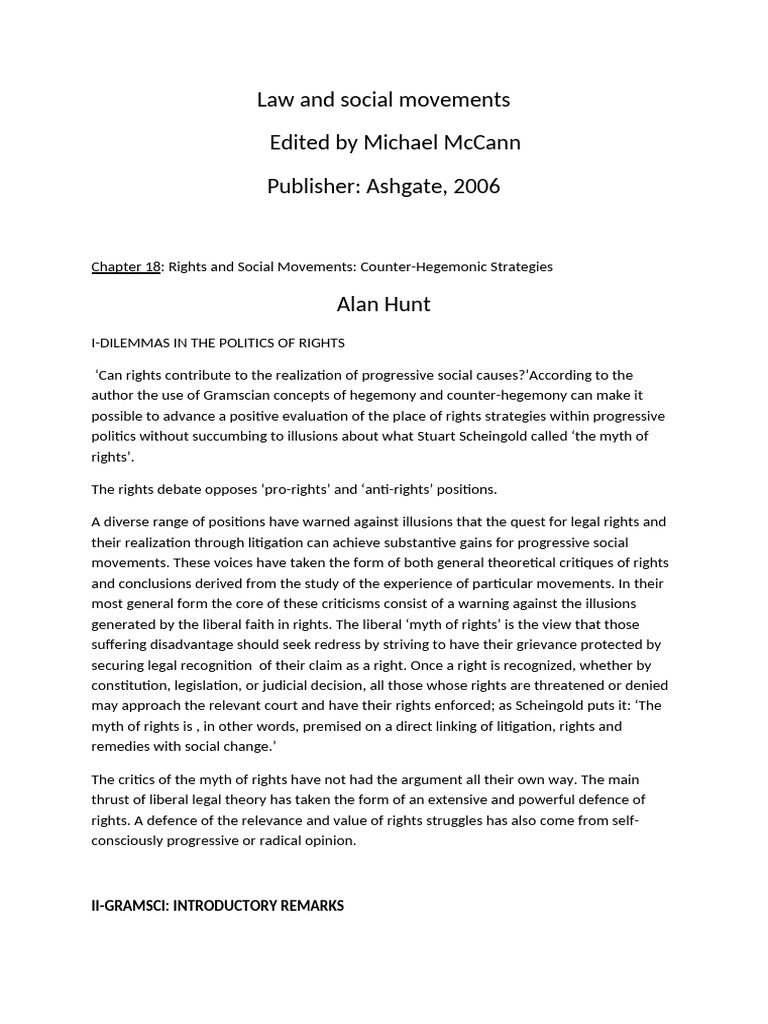 Gramsci's Counter-Hegemony in Rights Politics | PDF | Hegemony ...