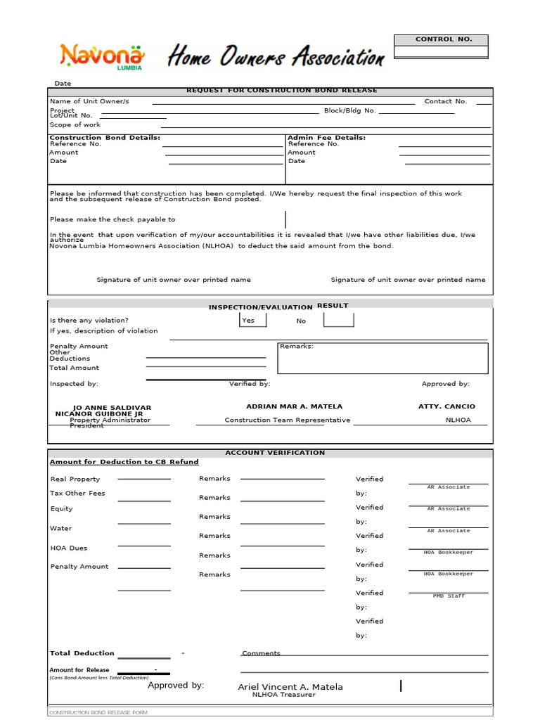 Picture of Construction Bond Release Form Accounting | PDF | Money | Government ...