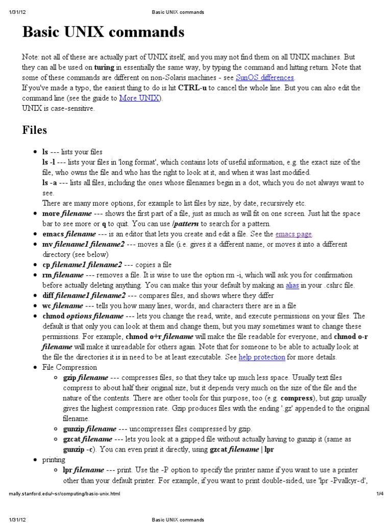 Basic UNIX Commands: Files | PDF | File Transfer Protocol | Filename