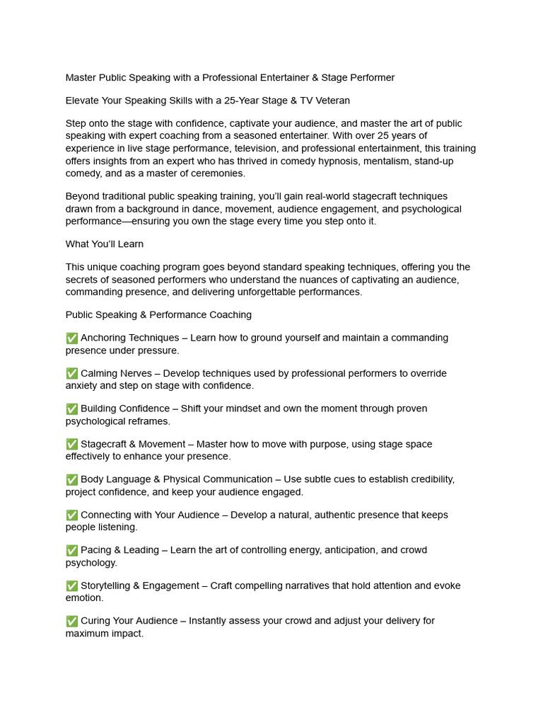 Master Public Speaking with Expert Coaching | PDF | Public Speaking ...