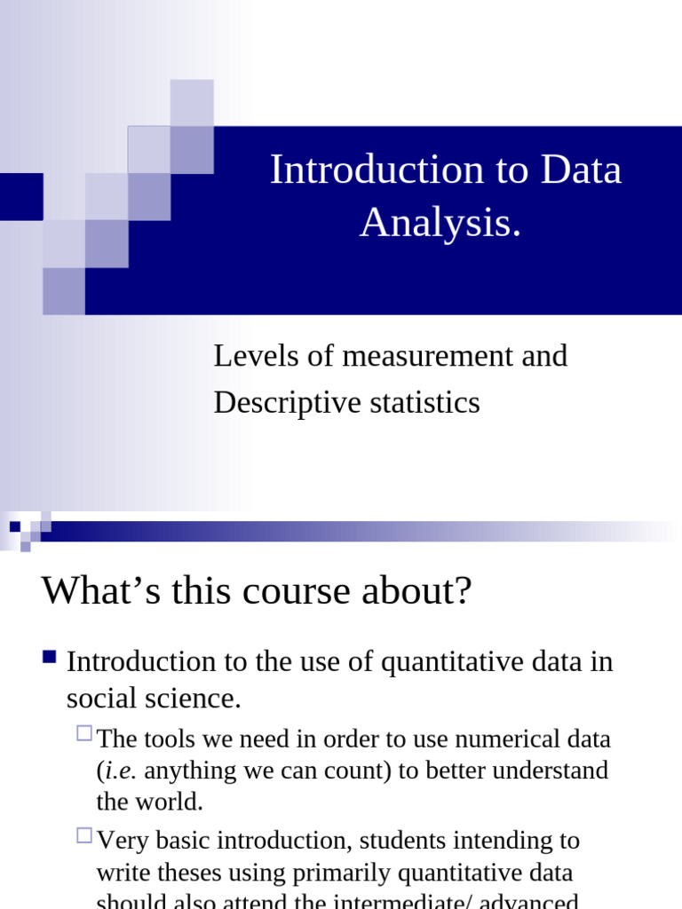 Introduction to Data Analysis Basics | PDF | Statistics | Mean