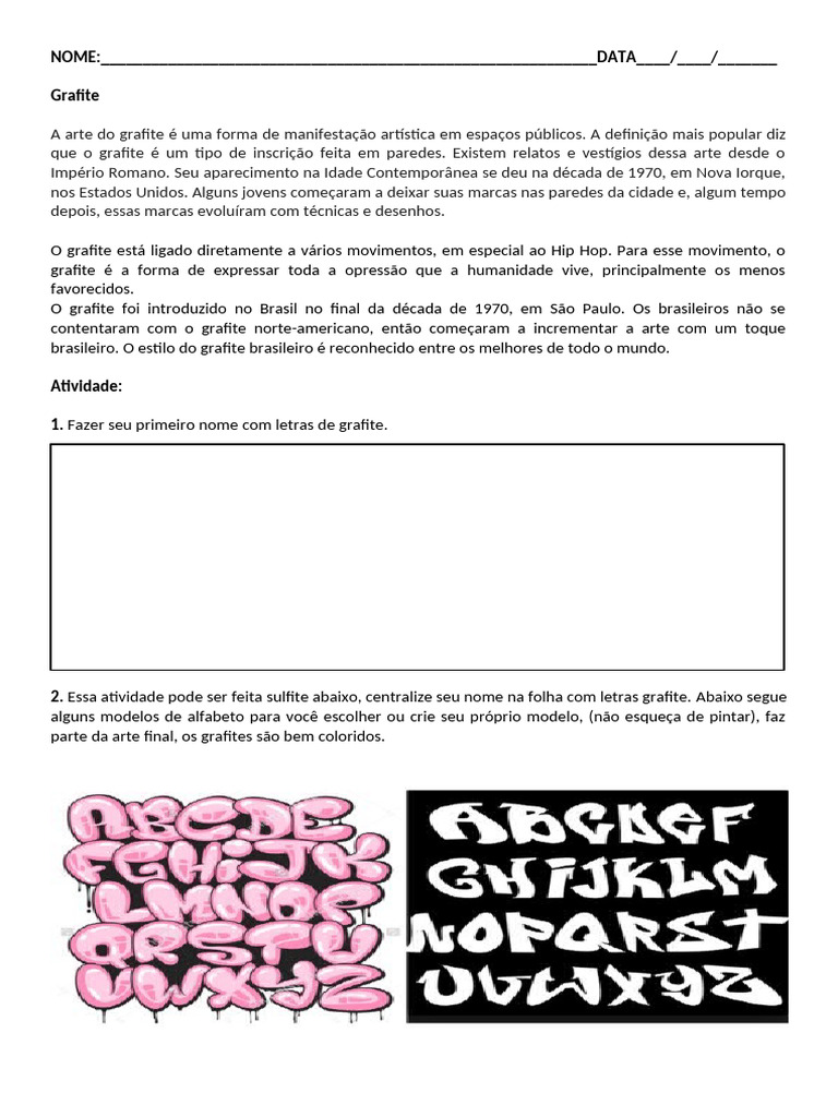 Atividade Criativa com Letras de Grafite | PDF