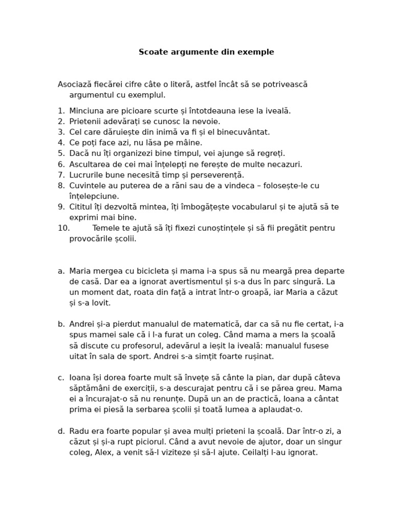 Scoate Argumente Din Exemple | PDF