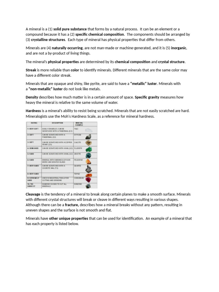 Understanding Mineral Properties and Identification | PDF