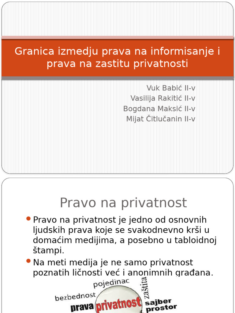 Granica Izmedju Prava Na Informisanje I Prava | PDF