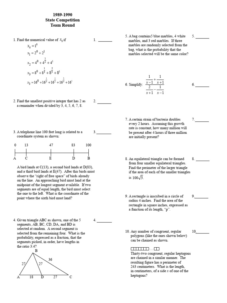 Standard Five Math Competition Problems | PDF | Area | Elementary Geometry
