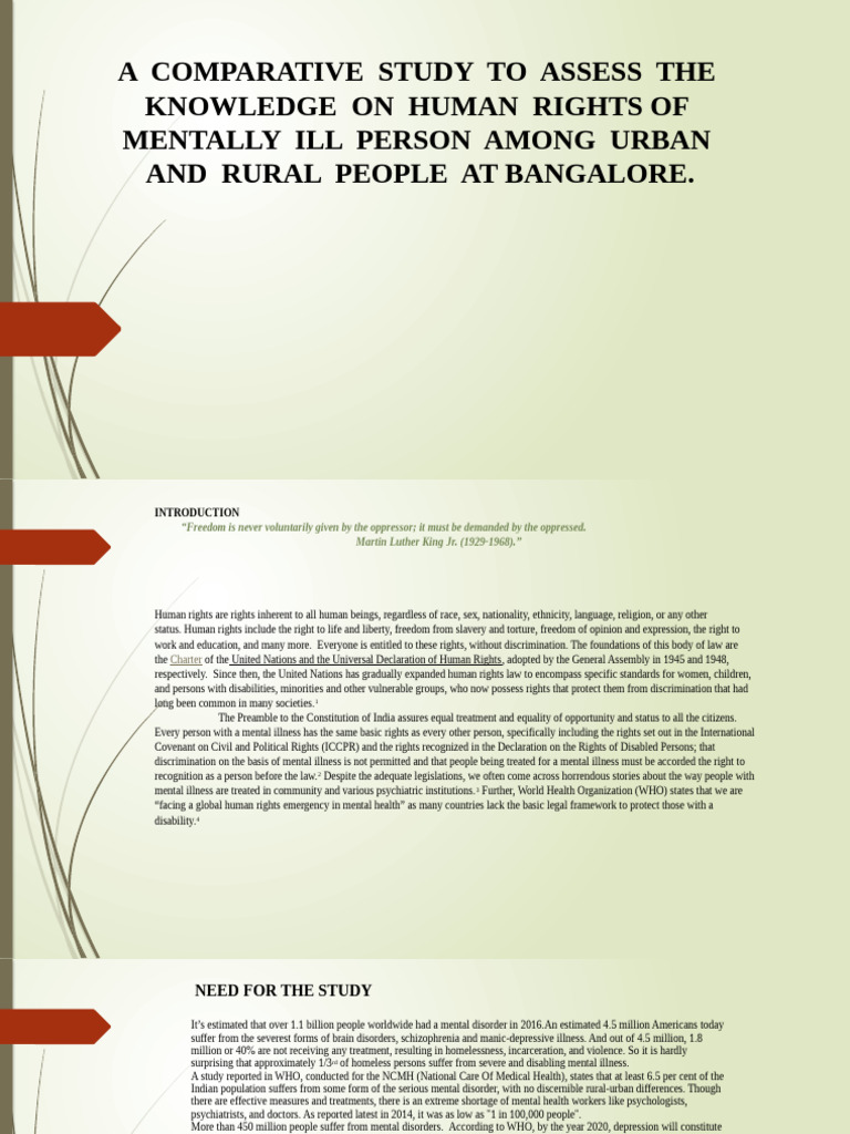 Comparative Study To Assess The Knowledge On Human Rights of Mentally ...