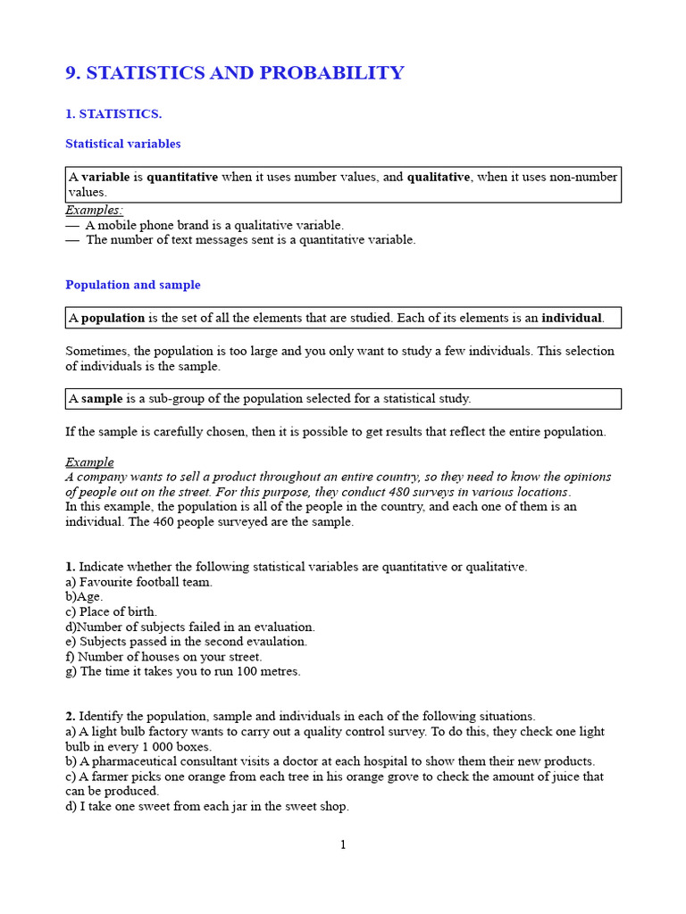 Statistics and Probability Basics | PDF | Mean | Mode (Statistics)