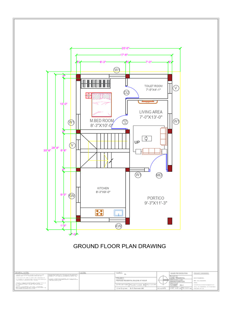 Ground Floor Plan for Residential Building | PDF