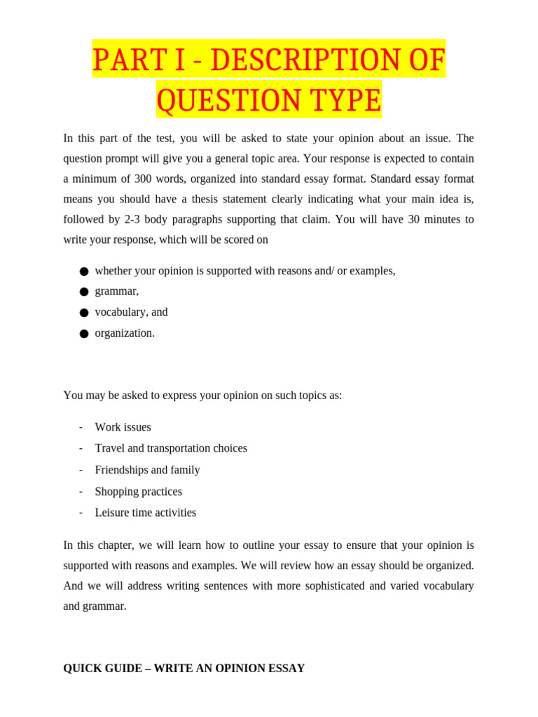 Opinion Essay Writing Guide | PDF | Essays | Question