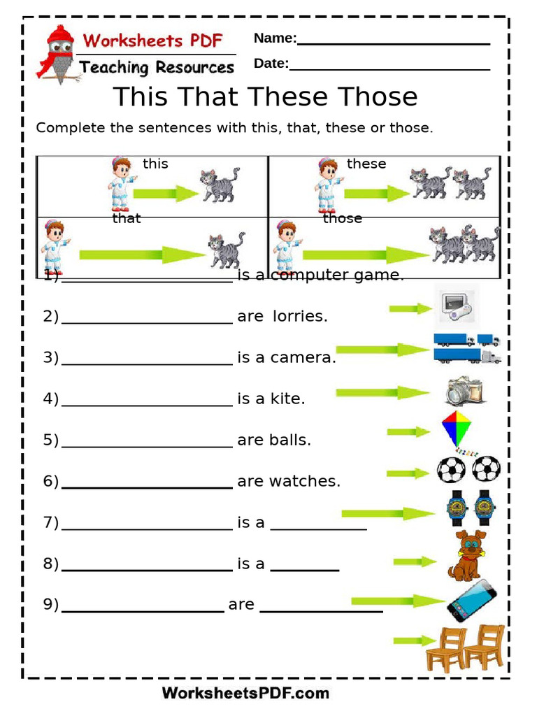 Fill in the Blanks: This, That, These, Those | PDF