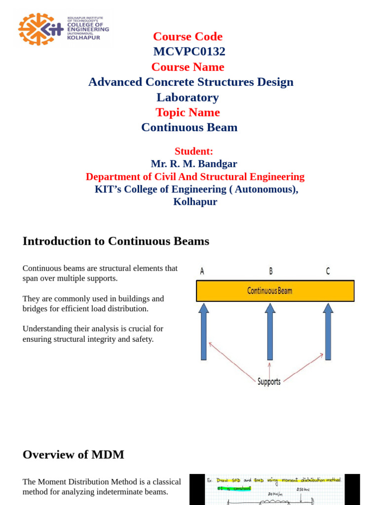 Two Span Continuous Beam by MDM Method and Three Span Continuous Beam ...