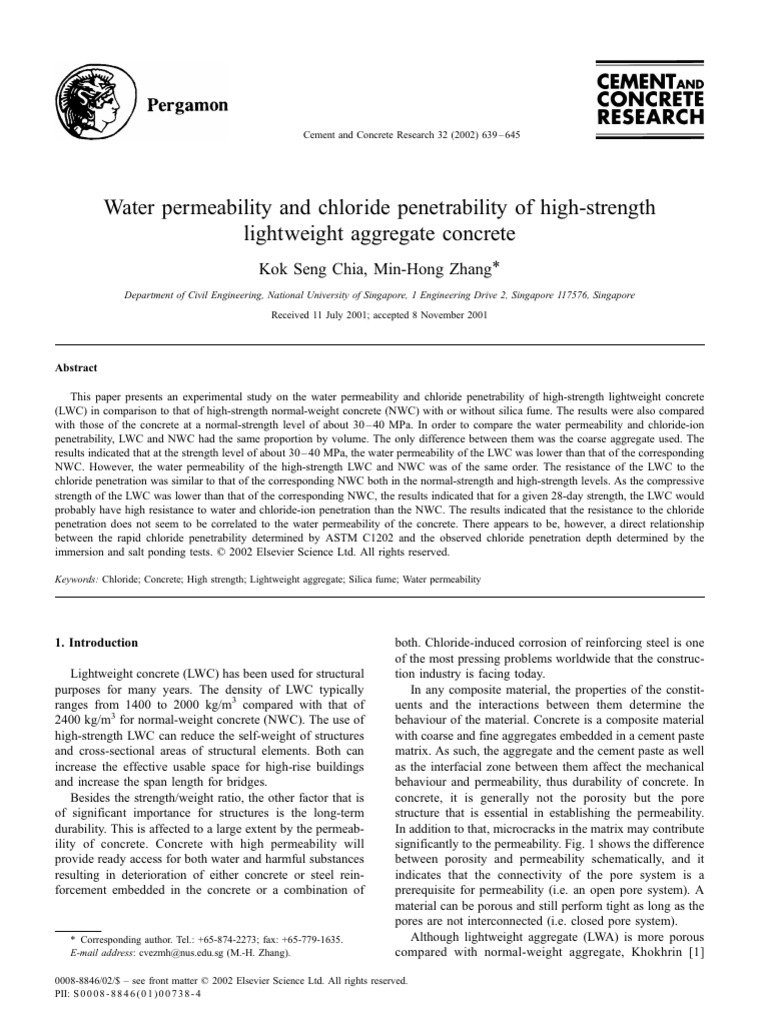 Water Permeability in Lightweight Concrete | PDF | Concrete | Porosity