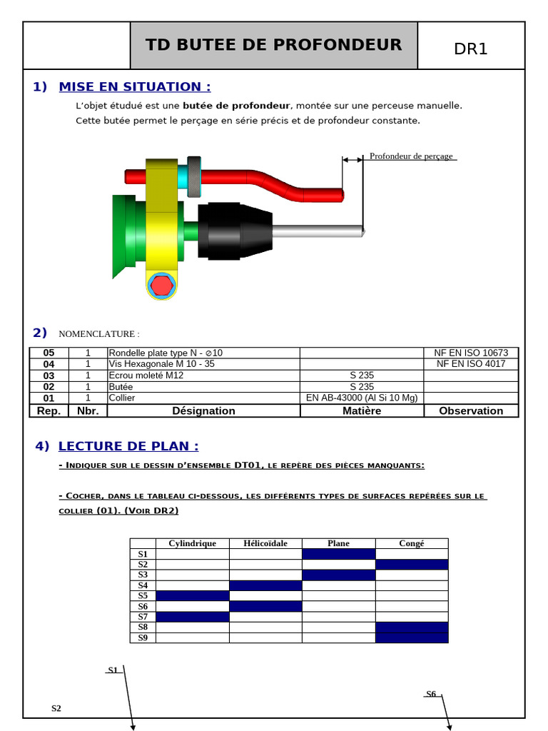 Butée de profondeur : guide technique et assemblage | PDF | Élasticité ...