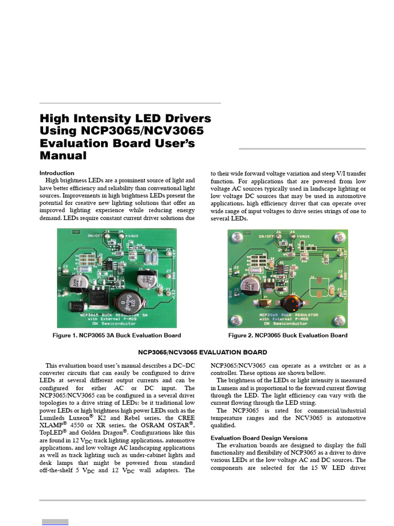 NCP3065 LED Driver Evaluation Manual | PDF | Light Emitting Diode ...