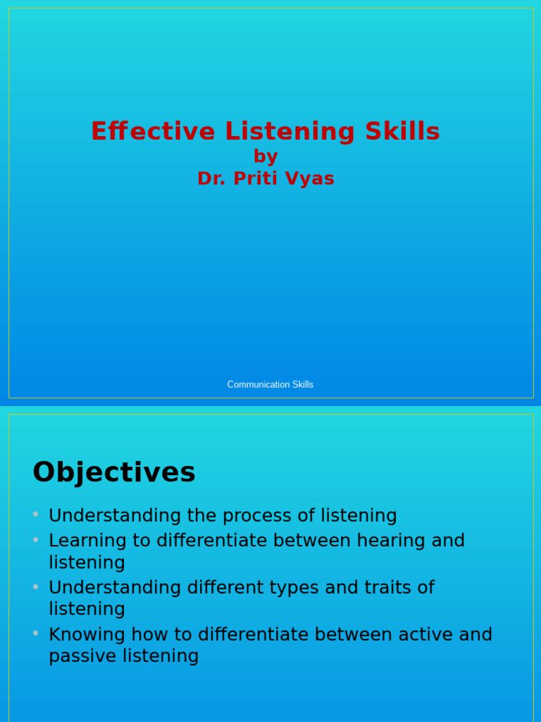 Effective Listening Skills | PDF | Empathy | Communication