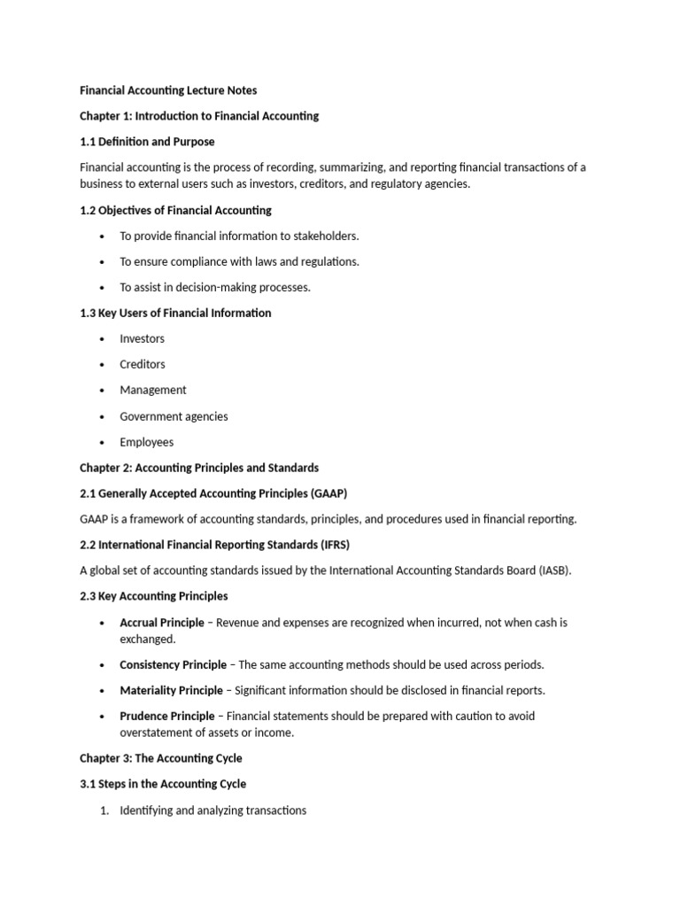 Financial Accounting Lecture Notes | PDF | Financial Accounting ...